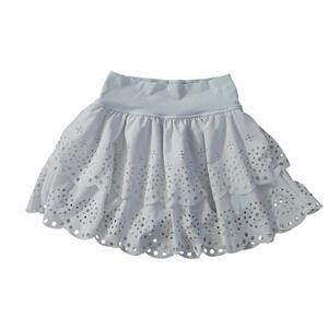 OFFLINE by Aerie Real Me Real Me Tiered Eyelet Laser Cut Skort White XS 146